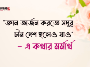 জ্ঞান অর্জন করতে সদূর চীন দেশ হলেও যাও- এ কথার মর্মার্থ
